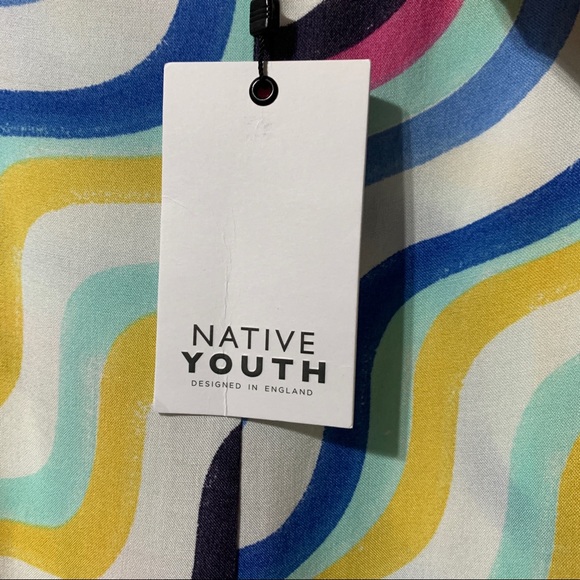 Native Youth Colorful Print Geometric Shapeless Retro Jumpsuit Size S Small NWT - Picture 3 of 9